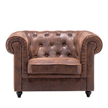 Load image into Gallery viewer, 110cm Wide Retro Faux Leather Chesterfield Rolled Chair Chesterfield Chairs Living and Home