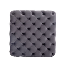 Load image into Gallery viewer, 100cm Wide Grey Square Velvet Tufted Cocktail Footstool Footstools Living and Home