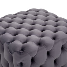Load image into Gallery viewer, 100cm Wide Grey Square Velvet Tufted Cocktail Footstool Footstools Living and Home