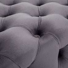 Load image into Gallery viewer, 100cm Wide Grey Square Velvet Tufted Cocktail Footstool Footstools Living and Home