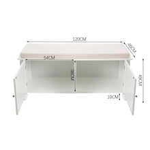 Load image into Gallery viewer, 120cm Wide Wooden Shutter Door Shoe Cabinet Storage Bench Storage Footstools & Benches Living and Home