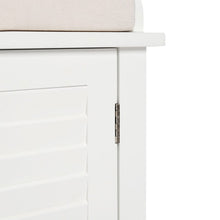 Load image into Gallery viewer, Wooden Shutter Door Shoe Cabinet Storage Bench with Linen Cushion Storage Footstools & Benches Living and Home