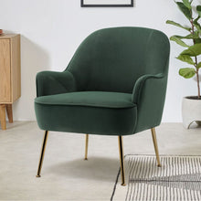 Load image into Gallery viewer, Leisure Velvet Armchair with Gold-plated Metal Legs Other Occasional Chairs Living and Home Green