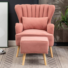 Load image into Gallery viewer, Occasion Frosted Velvet Wingback Armchair and Footstool Wingback Chairs Living and Home