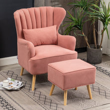Load image into Gallery viewer, Occasion Frosted Velvet Wingback Armchair and Footstool Wingback Chairs Living and Home
