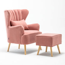 Load image into Gallery viewer, Occasion Frosted Velvet Wingback Armchair and Footstool Wingback Chairs Living and Home