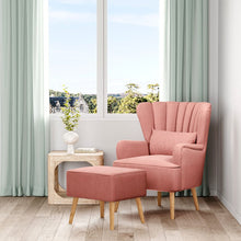 Load image into Gallery viewer, Occasion Frosted Velvet Wingback Armchair and Footstool Wingback Chairs Living and Home
