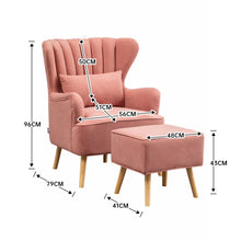 Load image into Gallery viewer, Occasion Frosted Velvet Wingback Armchair and Footstool Wingback Chairs Living and Home