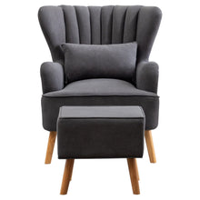 Load image into Gallery viewer, Occasion Frosted Velvet Wingback Armchair and Footstool Wingback Chairs Living and Home