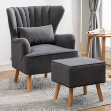 Load image into Gallery viewer, Occasion Frosted Velvet Wingback Armchair and Footstool Wingback Chairs Living and Home