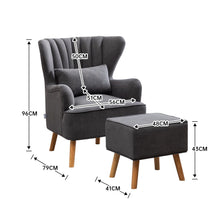 Load image into Gallery viewer, Occasion Frosted Velvet Wingback Armchair and Footstool Wingback Chairs Living and Home