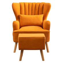 Load image into Gallery viewer, Occasion Frosted Velvet Wingback Armchair and Footstool Wingback Chairs Living and Home