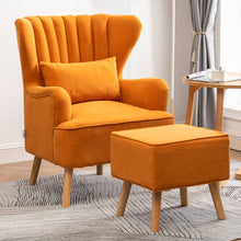 Load image into Gallery viewer, Occasion Frosted Velvet Wingback Armchair and Footstool Wingback Chairs Living and Home
