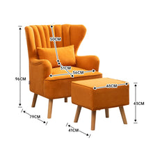 Load image into Gallery viewer, Occasion Frosted Velvet Wingback Armchair and Footstool Wingback Chairs Living and Home