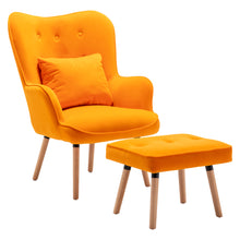 Load image into Gallery viewer, Upholstered Wingback Armchair with Footrest and Cushion