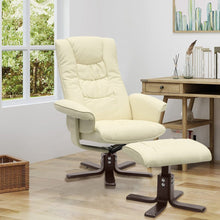 Load image into Gallery viewer, PU Leather Swivel Chair Recliner Armchair with Footstool Recliners Living and Home