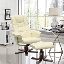 Load image into Gallery viewer, PU Leather Swivel Chair Recliner Armchair with Footstool Recliners Living and Home