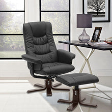 Load image into Gallery viewer, PU Leather Swivel Chair Recliner Armchair with Footstool Recliners Living and Home