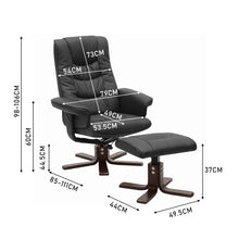 Load image into Gallery viewer, PU Leather Swivel Chair Recliner Armchair with Footstool Recliners Living and Home