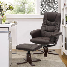 Load image into Gallery viewer, PU Leather Swivel Recliner Chair Armchair with Footstool Recliners Living and Home