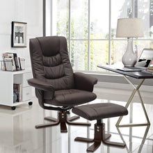 Load image into Gallery viewer, PU Leather Swivel Recliner Chair Armchair with Footstool Recliners Living and Home