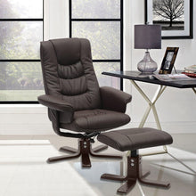 Load image into Gallery viewer, PU Leather Swivel Recliner Chair Armchair with Footstool Recliners Living and Home