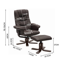 Load image into Gallery viewer, PU Leather Swivel Recliner Chair Armchair with Footstool Recliners Living and Home