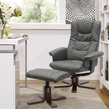 Load image into Gallery viewer, PU Leather Swivel Recliner Chair Armchair with Footstool Recliners Living and Home