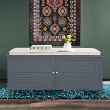 Load image into Gallery viewer, 120cm Wide Wooden Shutter Door Shoe Cabinet Storage Bench Storage Footstools & Benches Living and Home