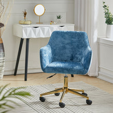 Load image into Gallery viewer, Velvet Upholstered Home Office Swivel Task Chair with Flared Arms Armchairs Living and Home DodgerBlue