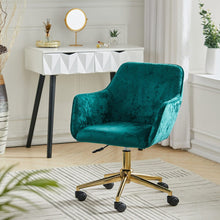 Load image into Gallery viewer, 88cm Height Velvet Upholstered Home Office Swivel Task Chair with Flared Arms Home Office Chairs Living and Home Dark Green