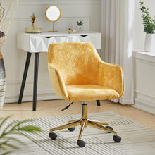 Load image into Gallery viewer, 88cm Height Velvet Upholstered Home Office Swivel Task Chair with Flared Arms Home Office Chairs Living and Home Yellow