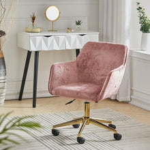 Load image into Gallery viewer, 88cm Height Velvet Upholstered Home Office Swivel Task Chair with Flared Arms Home Office Chairs Living and Home Pink