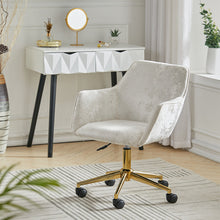 Load image into Gallery viewer, Velvet Upholstered Home Office Swivel Task Chair with Flared Arms Armchairs Living and Home White
