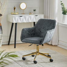 Load image into Gallery viewer, 88cm Height Velvet Upholstered Home Office Swivel Task Chair with Flared Arms Home Office Chairs Living and Home Dark Grey