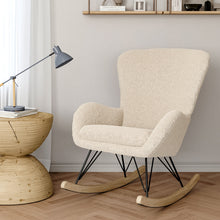 Load image into Gallery viewer, Modern Faux Wool Rocking Chair Upholstered Beige,JM2094