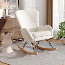 Load image into Gallery viewer, Modern Faux Wool Rocking Chair Upholstered Beige,JM2094