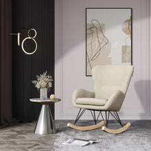 Load image into Gallery viewer, 3.3ft Height Rocking Chair Faux Wool Padded Lounge Armchair Rocking Chairs Living and Home