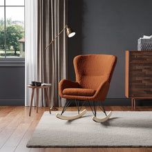 Load image into Gallery viewer, Modern Faux Wool Rocking Chair Upholstered Beige Rocking Chairs Living and Home