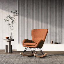 Load image into Gallery viewer, Modern Faux Wool Rocking Chair Upholstered Beige Rocking Chairs Living and Home Brown