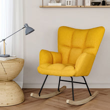 Load image into Gallery viewer, 3ft Height Tufted Linen Upholstered Rocking Chair Rocking Chairs Living and Home Yellow