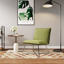 Load image into Gallery viewer, Modern Linen Accent Chair with Chrome Crossed Frame Cocktail Chairs Living and Home