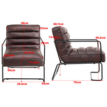 Load image into Gallery viewer, Mid-Century PU leather Linen Armchair with Metal Base
