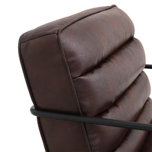 Load image into Gallery viewer, Mid-Century PU leather Linen Armchair with Metal Base