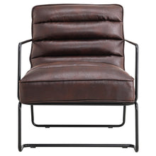 Load image into Gallery viewer, Retro Style PU leather Upholstered Armchair Metal Base Lounge Chair Lounge Chairs Living and Home