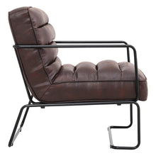 Load image into Gallery viewer, Retro Style PU leather Upholstered Armchair Metal Base Lounge Chair Lounge Chairs Living and Home