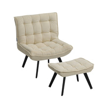 Load image into Gallery viewer, Modern Accent Chair with Footstool Bedroom Comfy Folding Chair Set Accent Chairs Living and Home