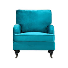 Load image into Gallery viewer, 85cm Height Teal Velvet Padded Armchair with Removable Cushion Other Occasional Chairs Living and Home