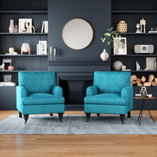 Load image into Gallery viewer, 85cm Height Teal Velvet Padded Armchair with Removable Cushion Other Occasional Chairs Living and Home
