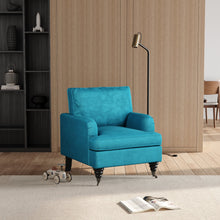 Load image into Gallery viewer, 85cm Height Teal Velvet Padded Armchair with Removable Cushion Other Occasional Chairs Living and Home